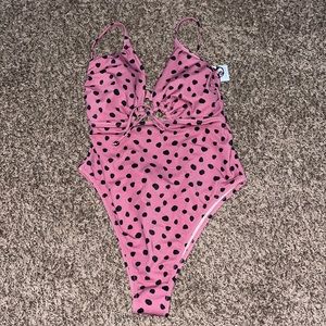 Polka dot one piece bathing suit